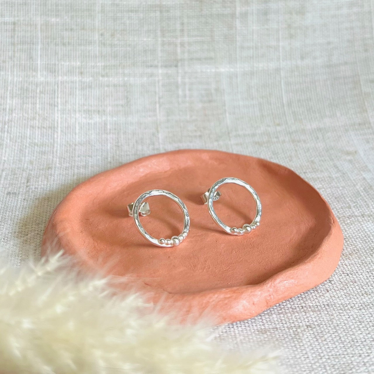 Recycled Sterling Silver Circle Stud Earrings