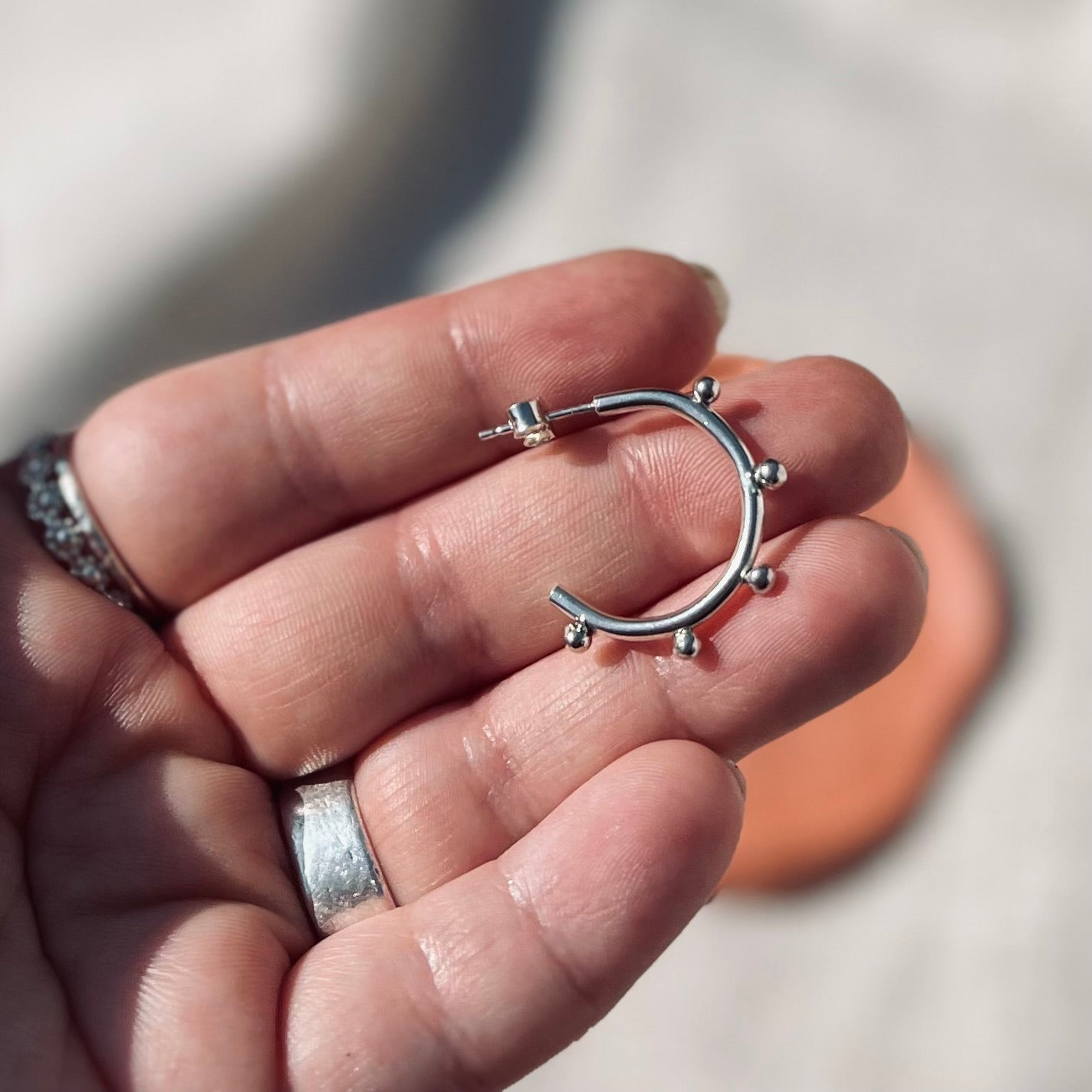 Recycled Sterling Silver Boho Hoops