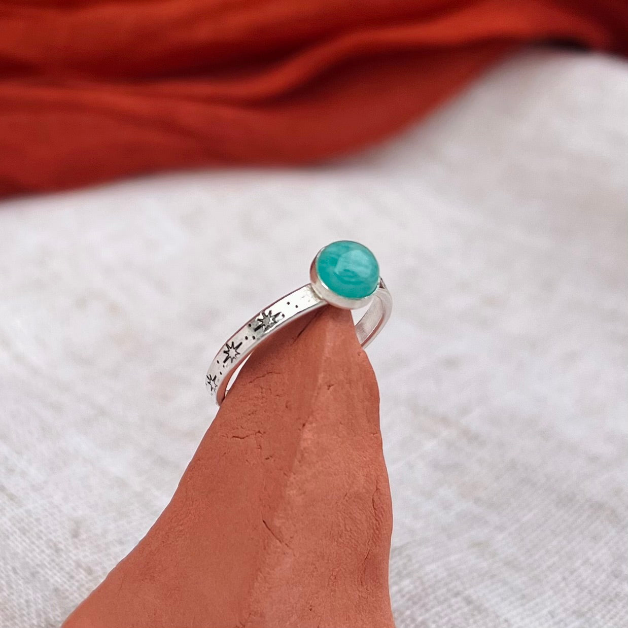 Recycled Silver Amazonite stacking ring