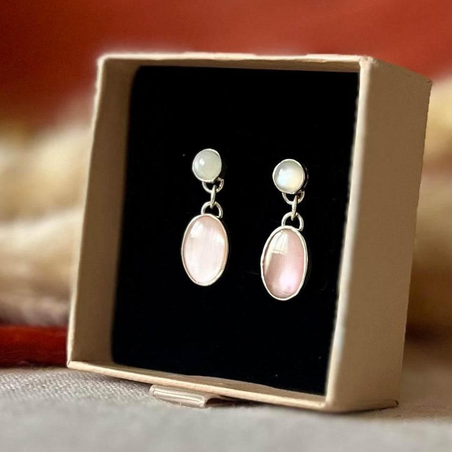 Moonstone & Mother of Pearl Drop Earrings