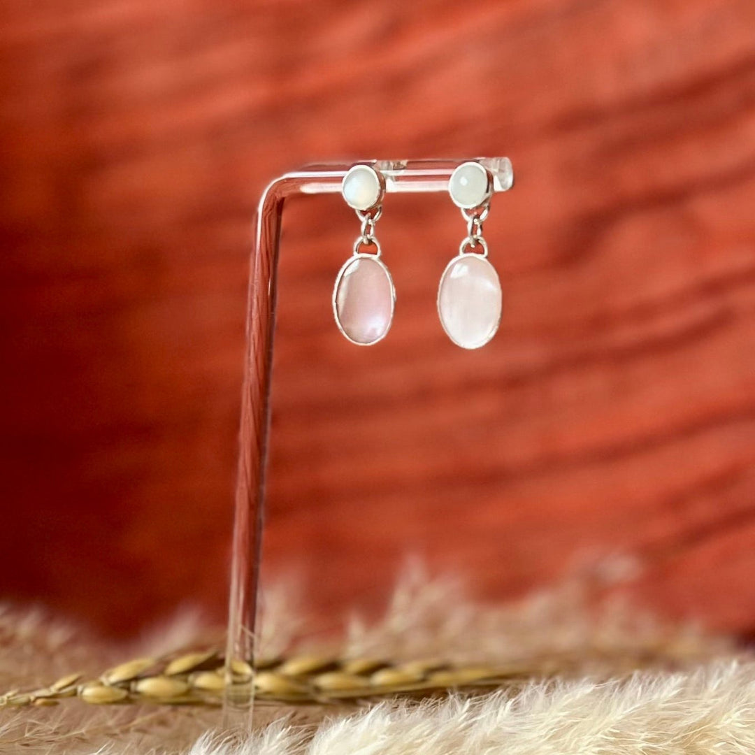 Moonstone & Mother of Pearl Drop Earrings