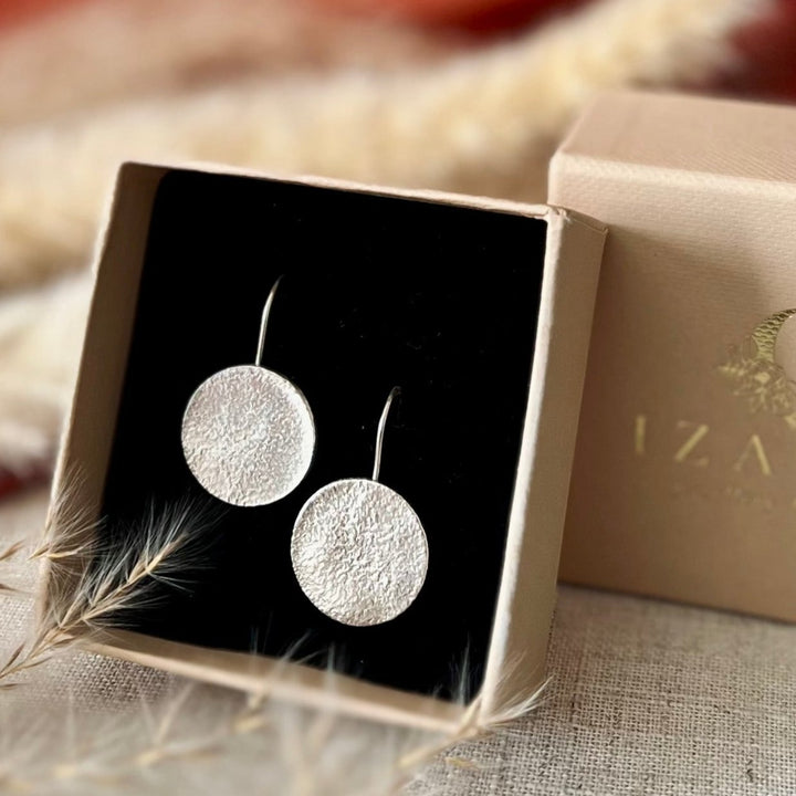 Textured Circle Drop Earrings