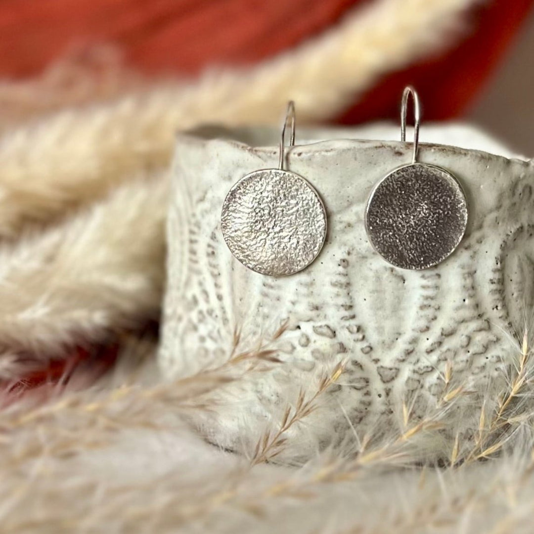 Textured Circle Drop Earrings