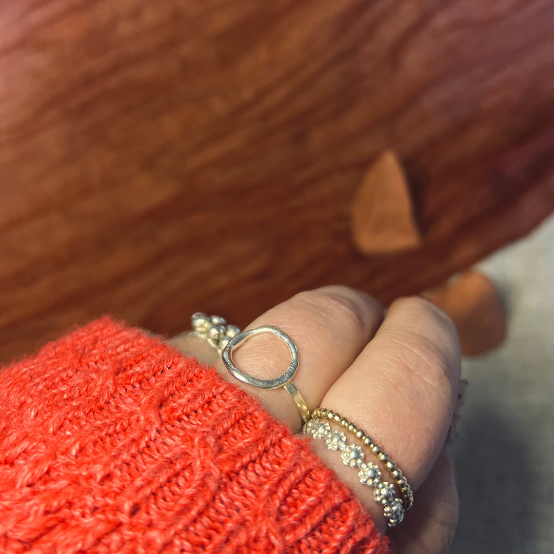 Recycled Sterling Silver Boho Molten Circle ring