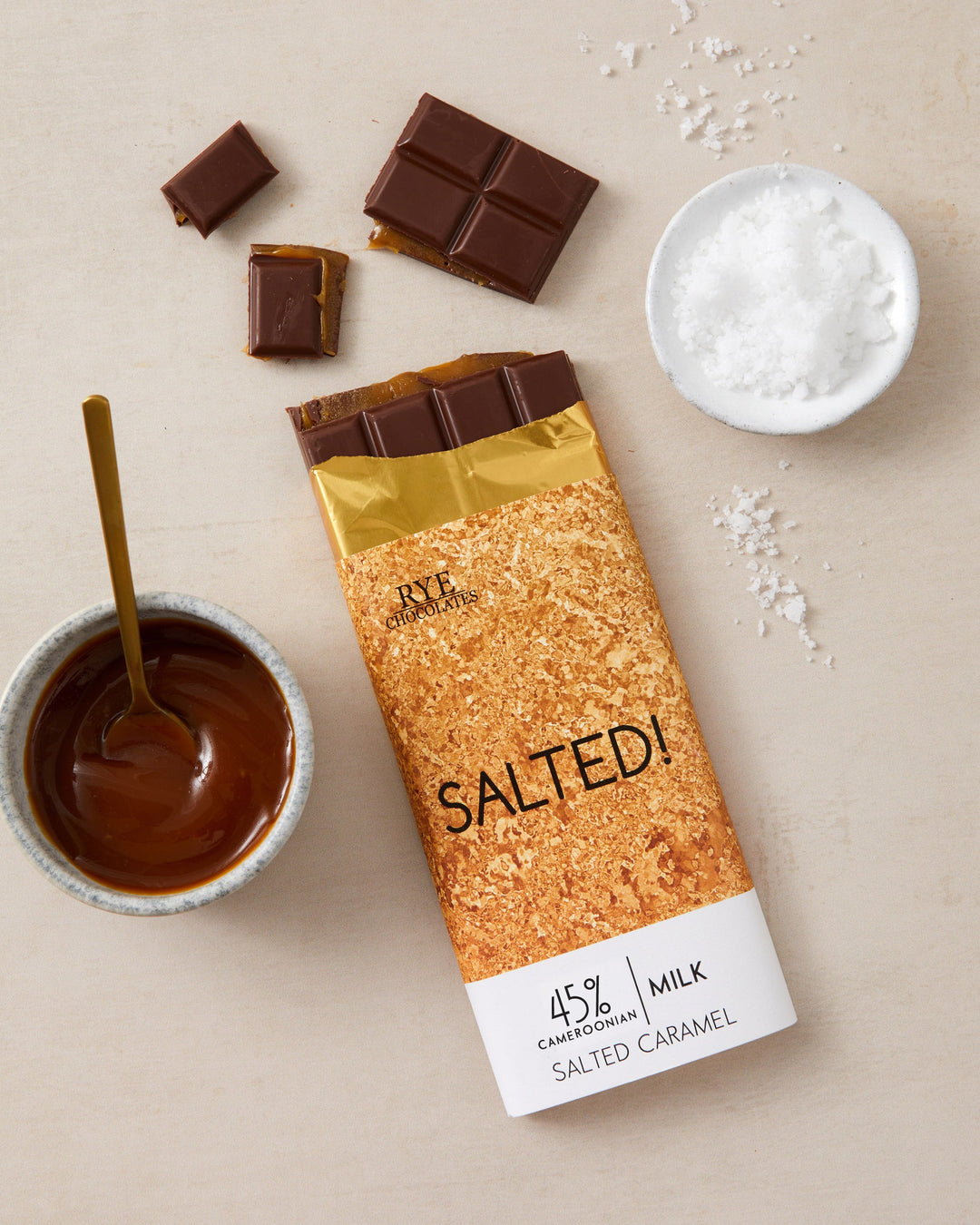 Salted Caramel Milk Chocolate Bar - 45% Cameroonian