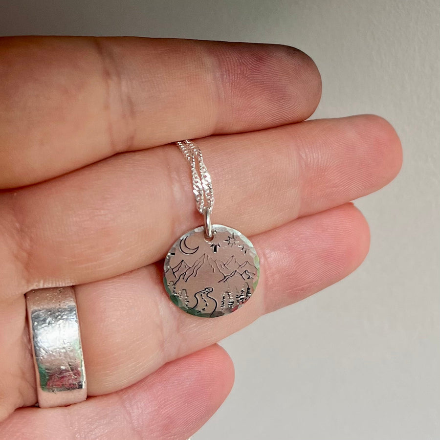 Silver Round Wanderlust Necklace