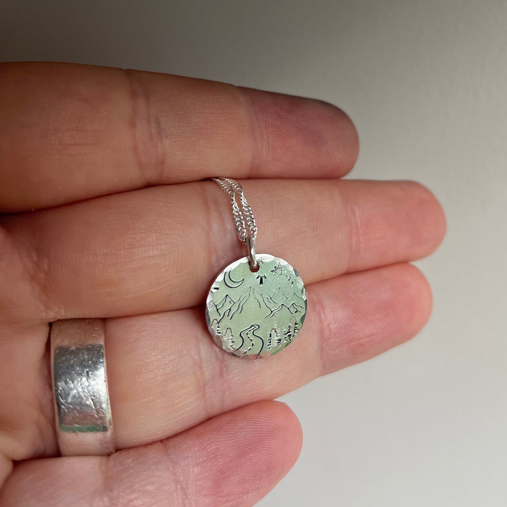 Silver Round Wanderlust Necklace