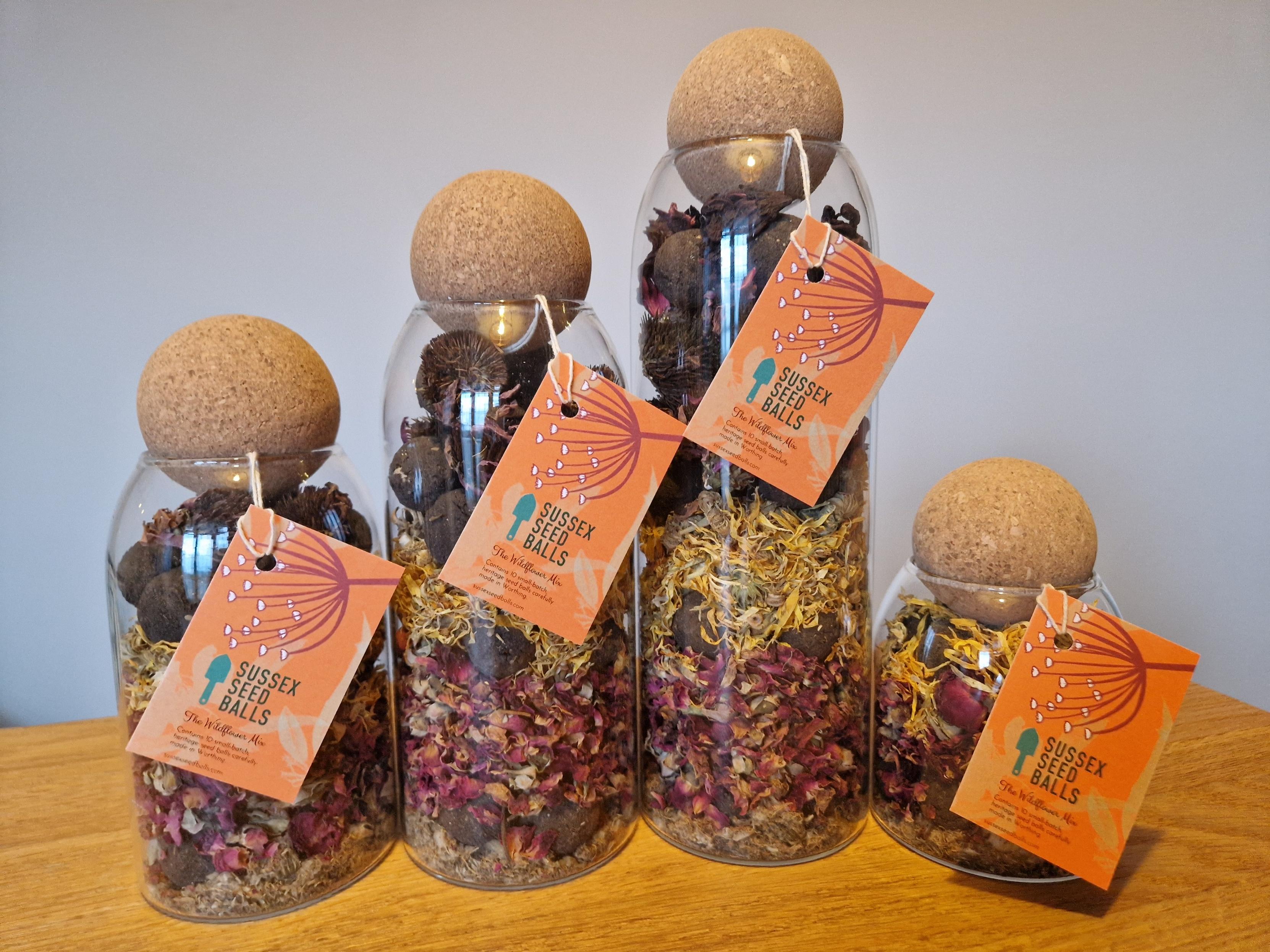 Sussex Seed Balls Original Wildflower Mix Jar - With Dried Natural Flowers