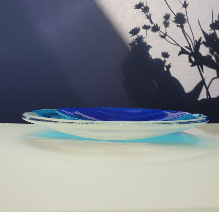 Sea Themed Blue Fused Glass Bowl