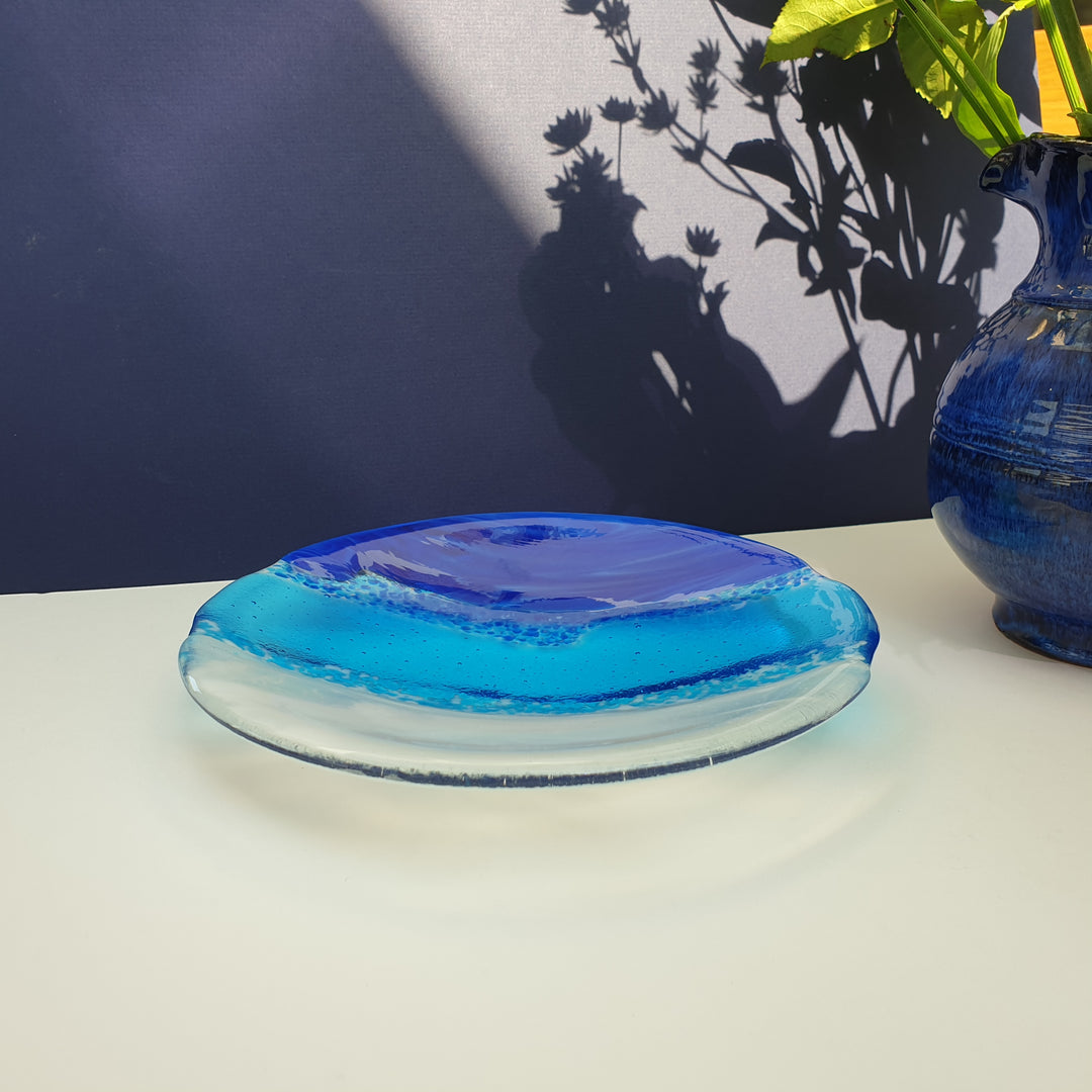 Sea Themed Blue Fused Glass Bowl