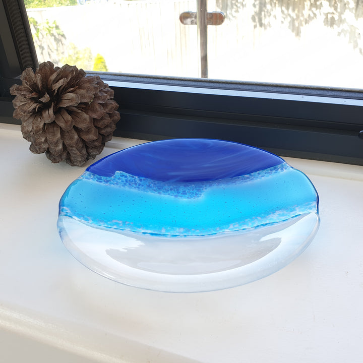 Sea Themed Blue Fused Glass Bowl