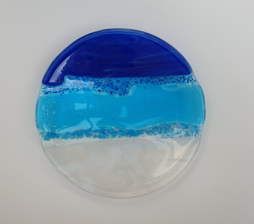 Sea Themed Blue Fused Glass Bowl